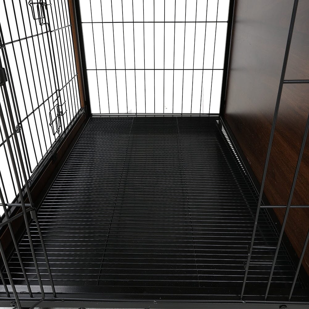 Brown Wooden Wire Dog Crate Pet Cage Living and Home