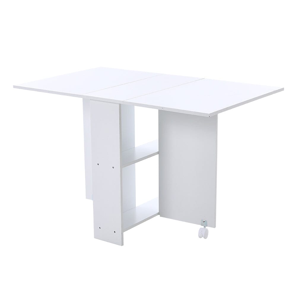 3ft W Multifunctional Folding Dining Table for Small Spaces with 2-tier Shelves Dining Tables Living and Home 