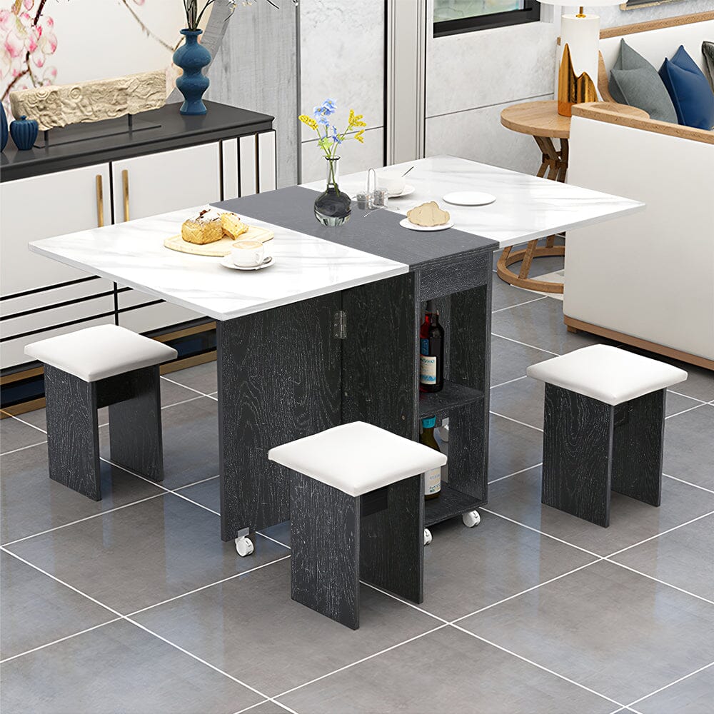 Versatile Expandable Dining Table Set include 360-Degree Rotating Chair and Drop-Leaf Table Dining Sets Living and Home 