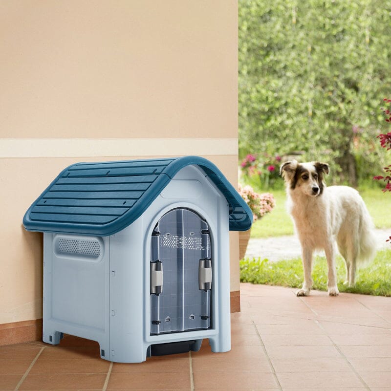 59cm W Blue Durable Plastic Small/Middle Dog House with Ventilation for Outdoor Indoor Dog Houses Living and Home 