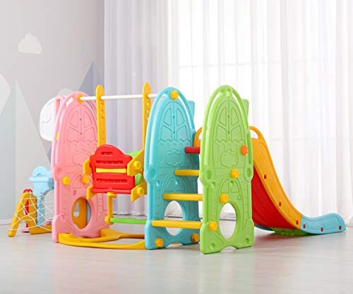 Colourful Toddler Swing and Slide Playset Indoor Outdoor Swing & Slide Living and Home 