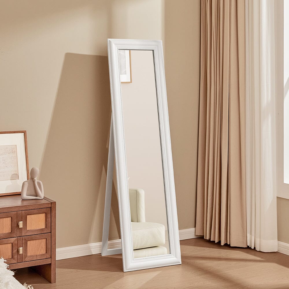 150cm H Modern White Framed Full Length Mirror Wood Beveled Floor Mirr