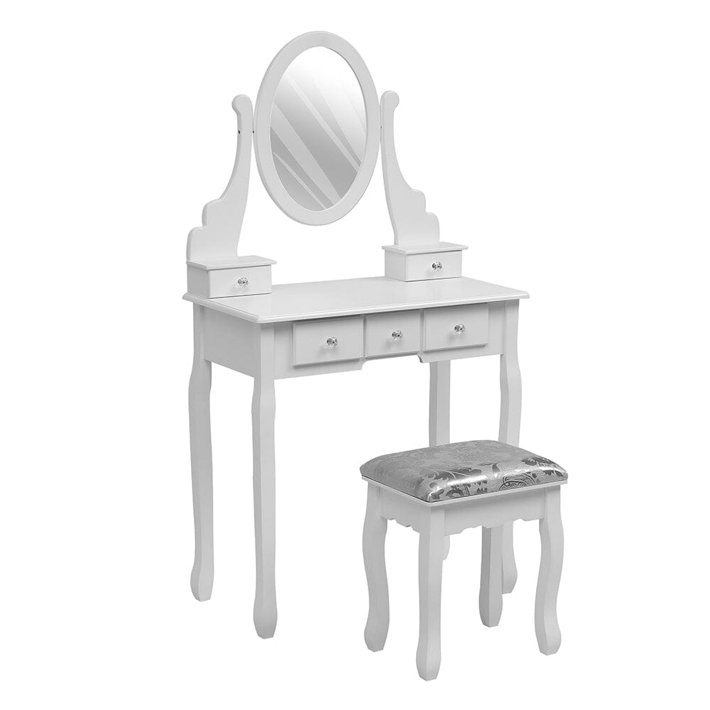 138.5cm H Makeup Vanity Desk with Mirror and Stool Dressing Tables Living and Home 