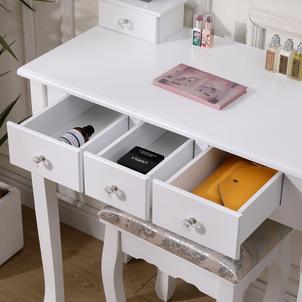 138.5cm H Makeup Vanity Desk with Mirror and Stool Dressing Tables Living and Home 