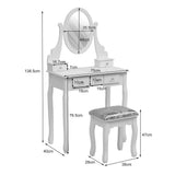 138.5cm H Makeup Vanity Desk with Mirror and Stool Dressing Tables Living and Home 
