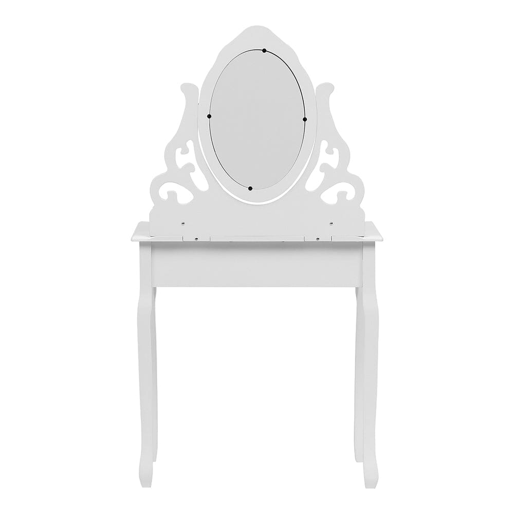 75cm W White Makeup Vanity Desk with Mirror and Stool Dressing Tables Living and Home 