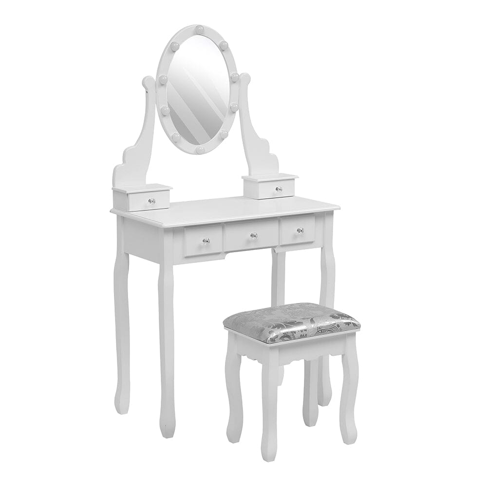 141.5cm H Lighted Makeup Vanity Desk with Mirror and Stool Dressing Tables Living and Home 