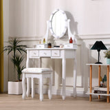 141.5cm H Lighted Makeup Vanity Desk with Mirror and Stool Dressing Tables Living and Home 