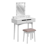 137cm H Modern Makeup Desk Set with Lighted Mirror and Stool Dressing Tables Living and Home 