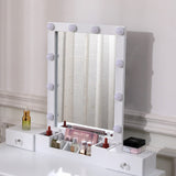 137cm H Modern Makeup Desk Set with Lighted Mirror and Stool Dressing Tables Living and Home 