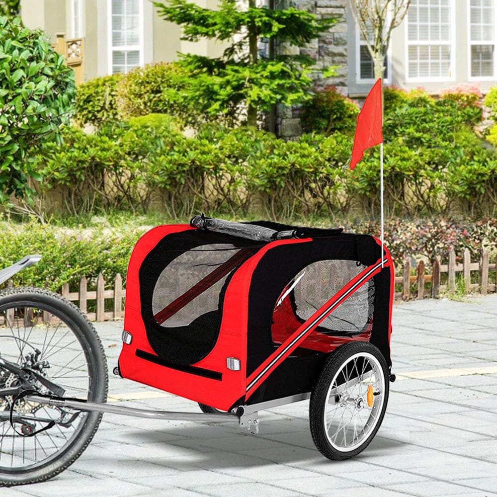 Red Waterproof Pet Trailer with Adjustable Handle and Reflective Safety Panels Living and Home 