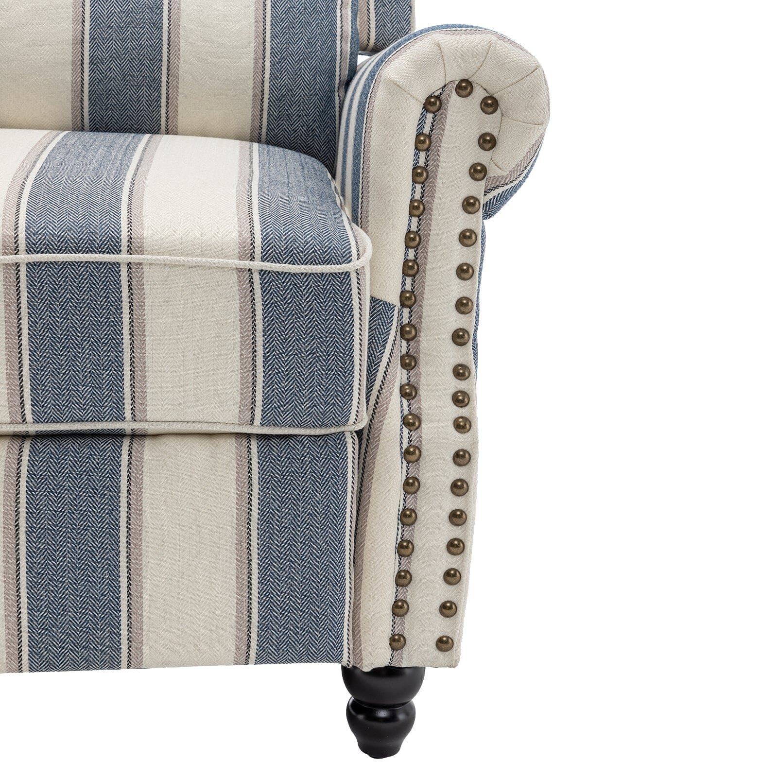 Stripe Linen Push Back Recliner Chair With Solid Wooden Legs Living and Home 