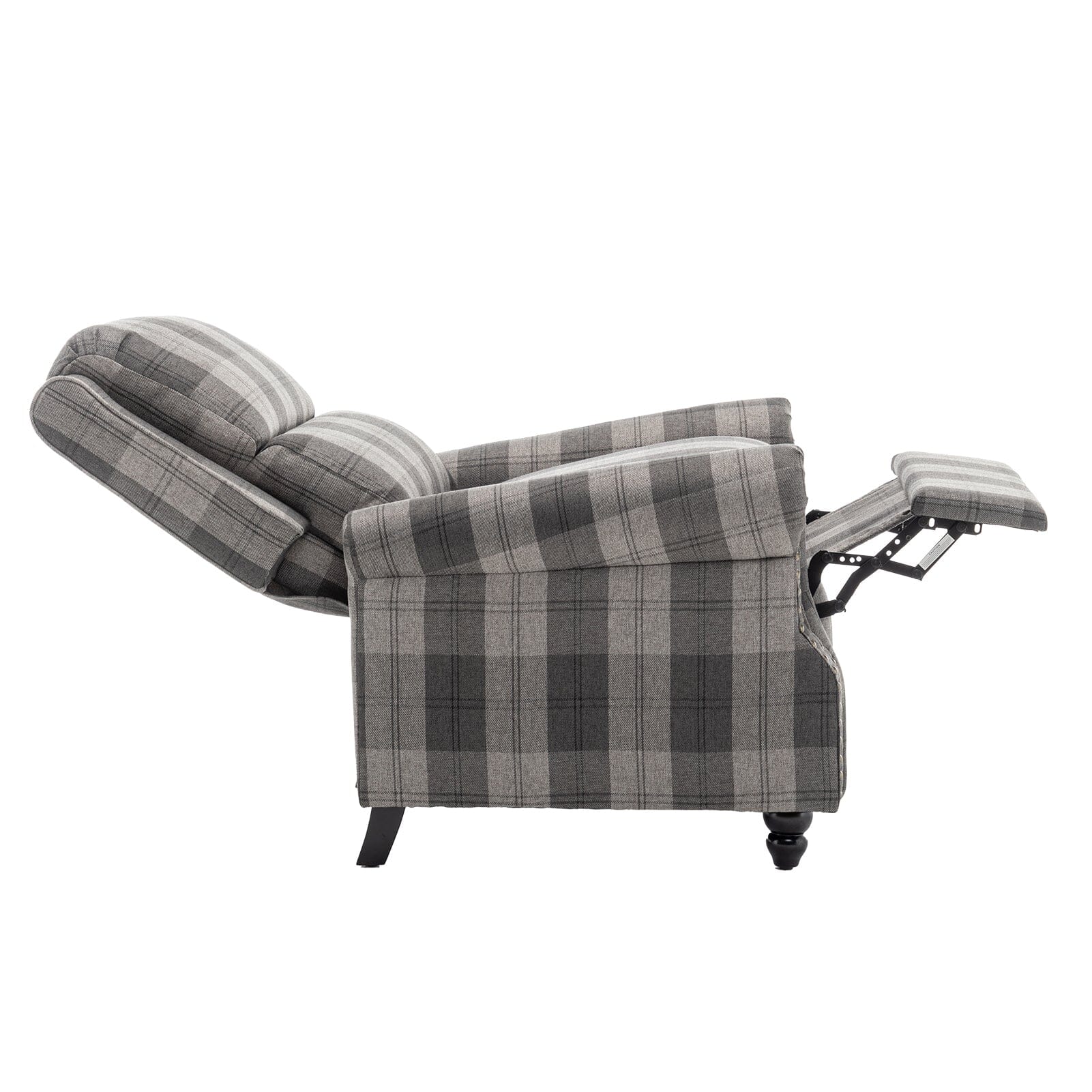 Stripe Linen Push Back Recliner Chair With Solid Wooden Legs Living and Home 