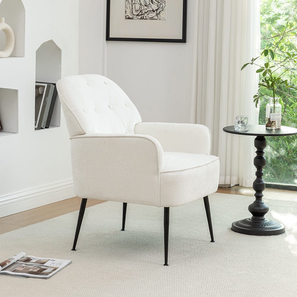 Chenille Accent Chair with Metal Legs & Quick Pin Assembly Living and Home 
