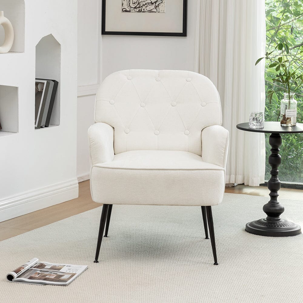 Chenille Accent Chair with Metal Legs & Quick Pin Assembly Living and Home 