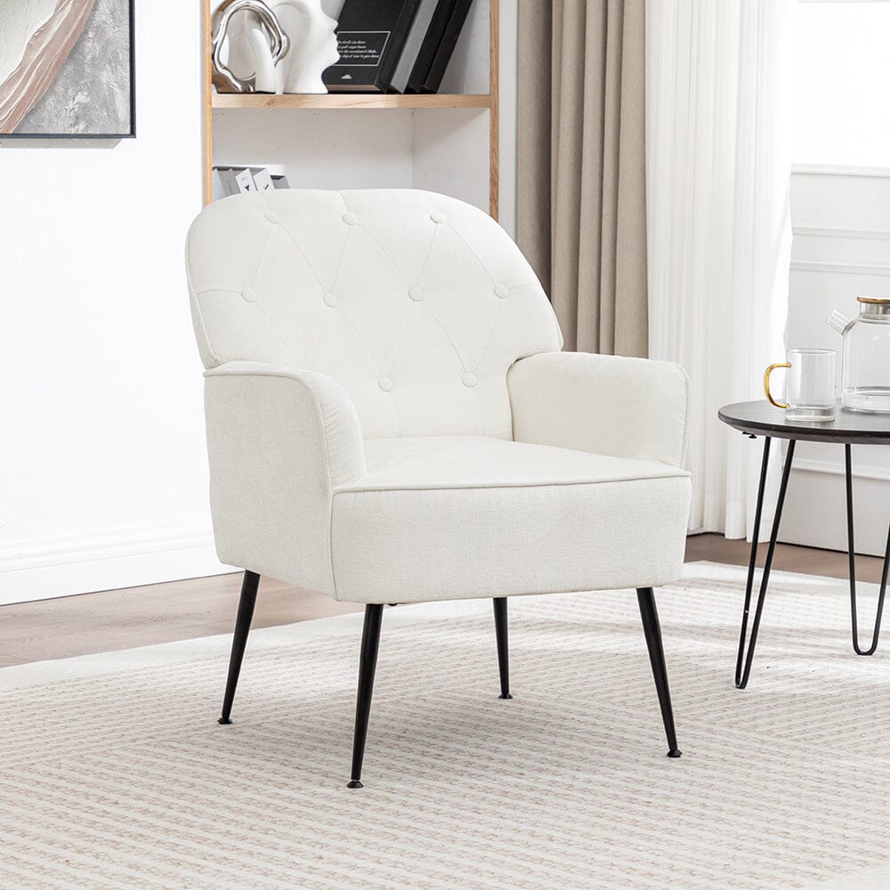 Chenille Accent Chair with Metal Legs & Quick Pin Assembly Living and Home 