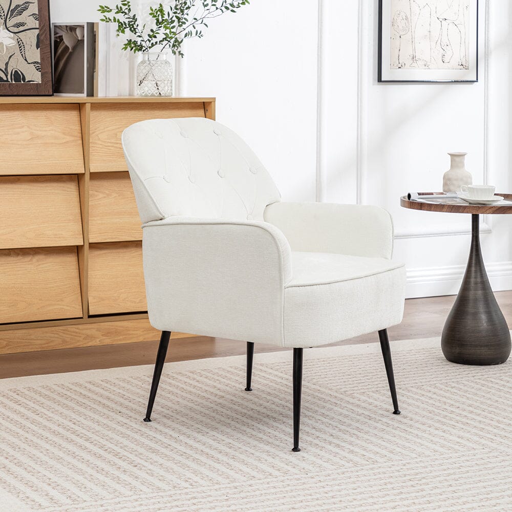 Chenille Accent Chair with Metal Legs & Quick Pin Assembly Living and Home 