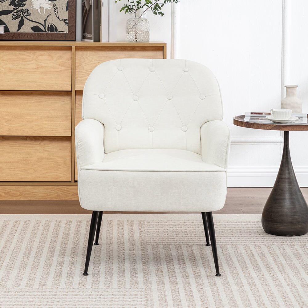 Chenille Accent Chair with Metal Legs & Quick Pin Assembly Living and Home 