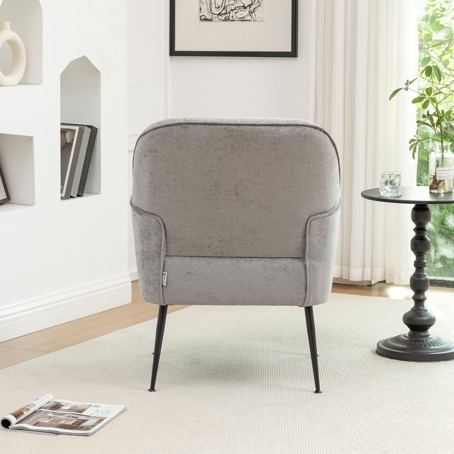Chenille Accent Chair with Metal Legs & Quick Pin Assembly Living and Home 