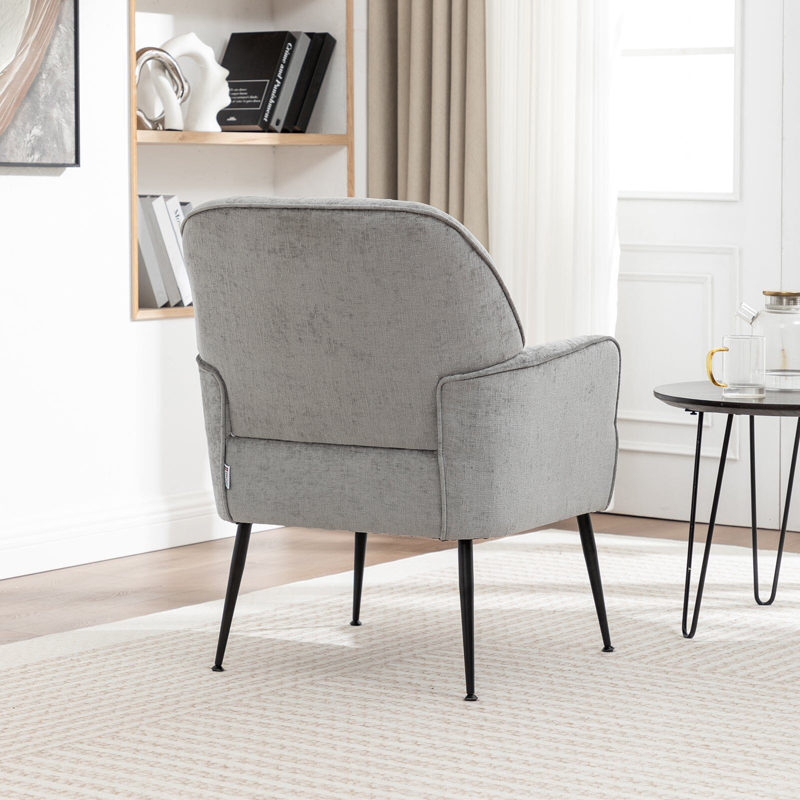Chenille Accent Chair with Metal Legs & Quick Pin Assembly Living and Home 