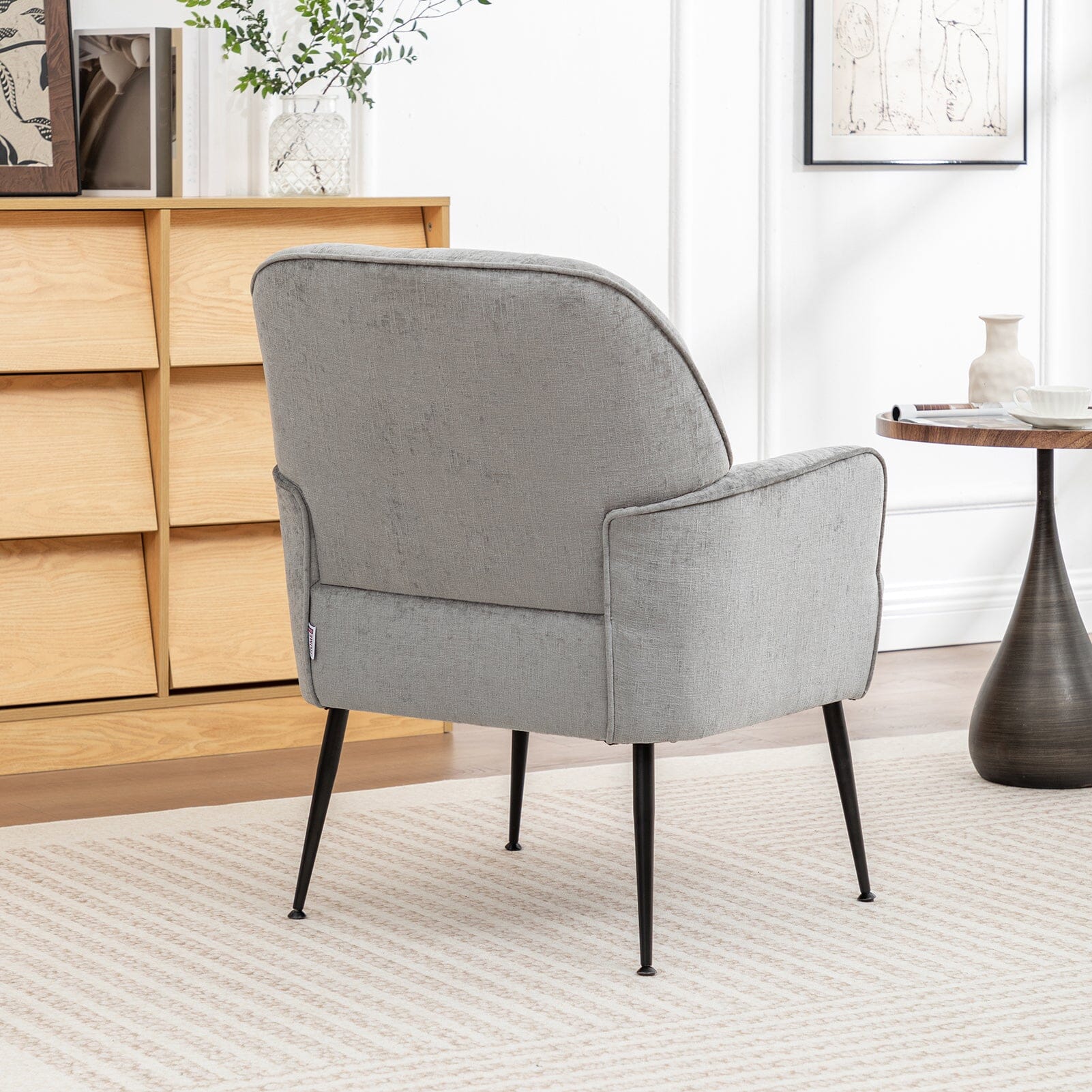 Chenille Accent Chair with Metal Legs & Quick Pin Assembly Living and Home 