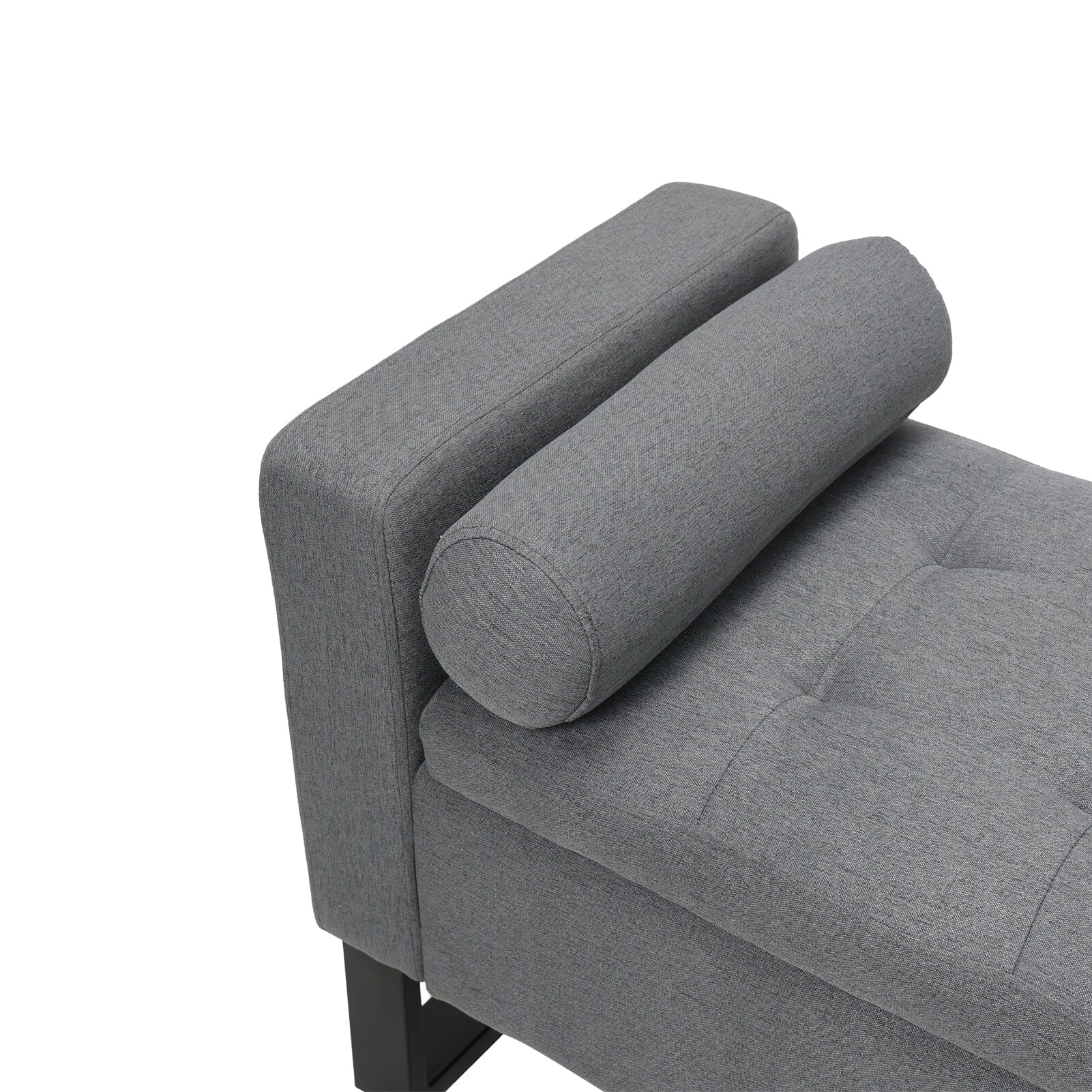 Grey Linen Storage Bench with Lift Up Seat and Iron Base Living and Home 