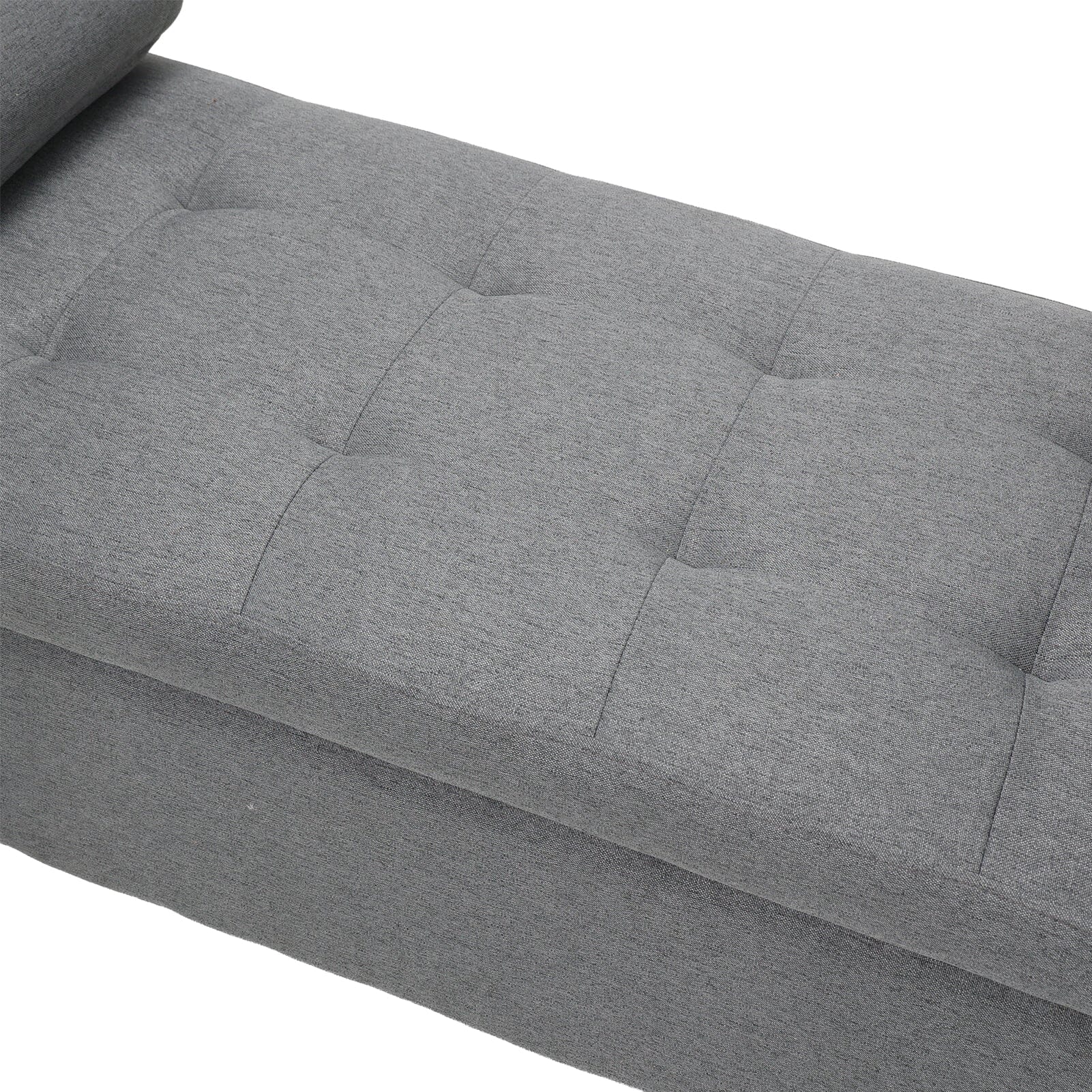 Grey Linen Storage Bench with Lift Up Seat and Iron Base Living and Home 