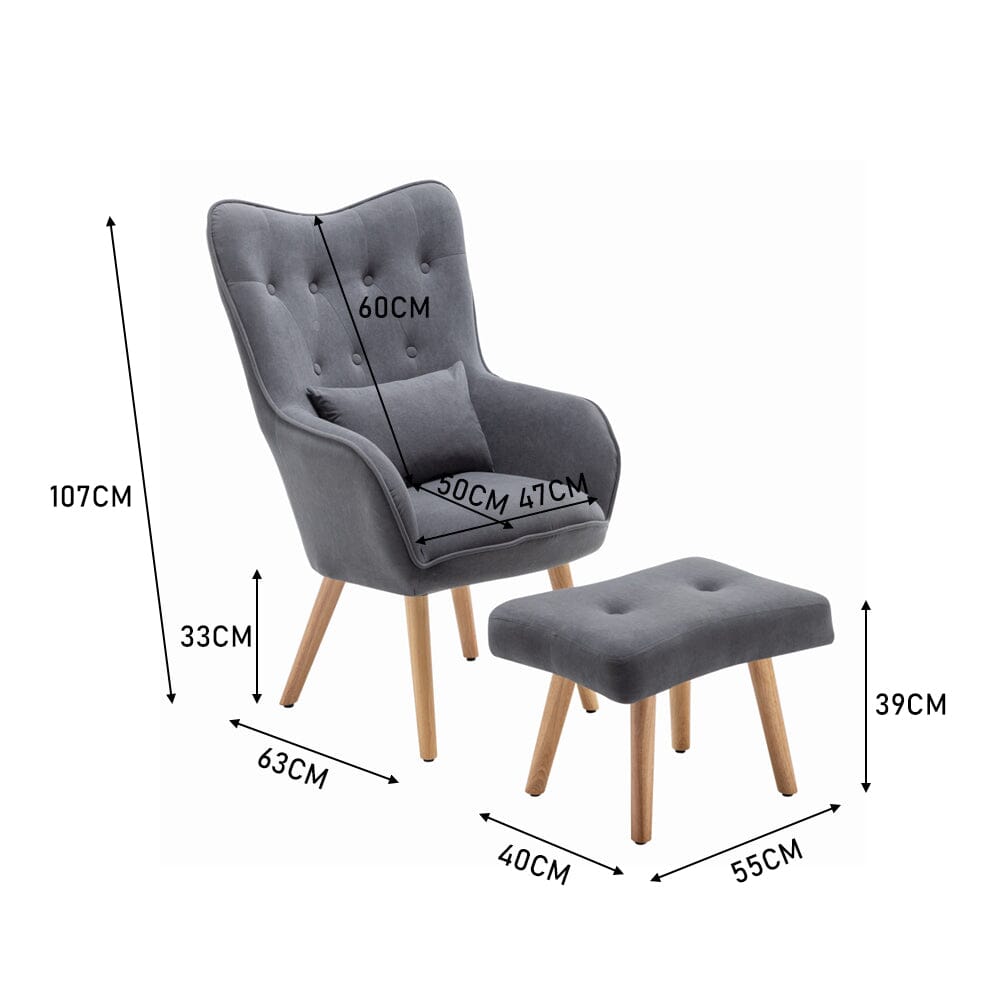 Scalloped Velvet Accent Chair with Ottoman & Button Tufting Living and Home 