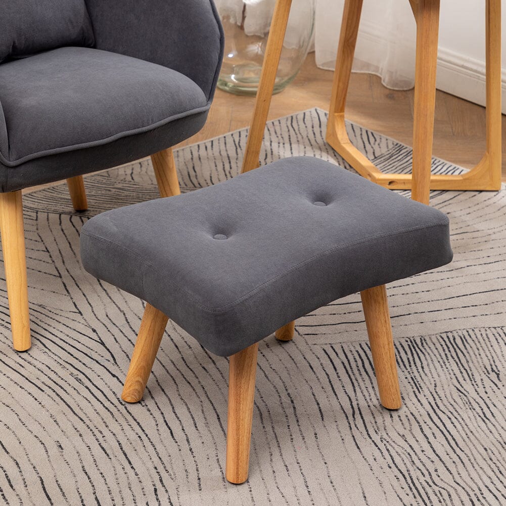 Scalloped Velvet Accent Chair with Ottoman & Button Tufting Living and Home 