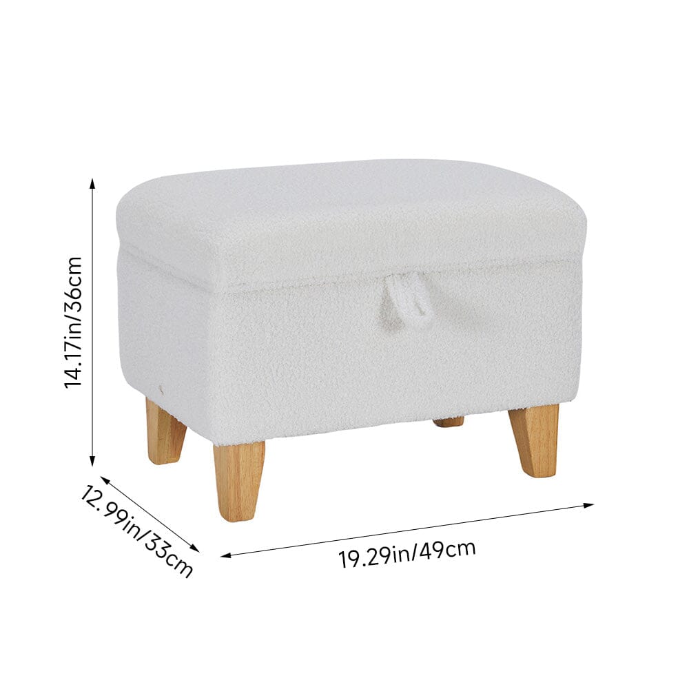Compact Teddy Fabric Storage Ottoman with Lift-Up Seat and Solid Wood Legs Living and Home 