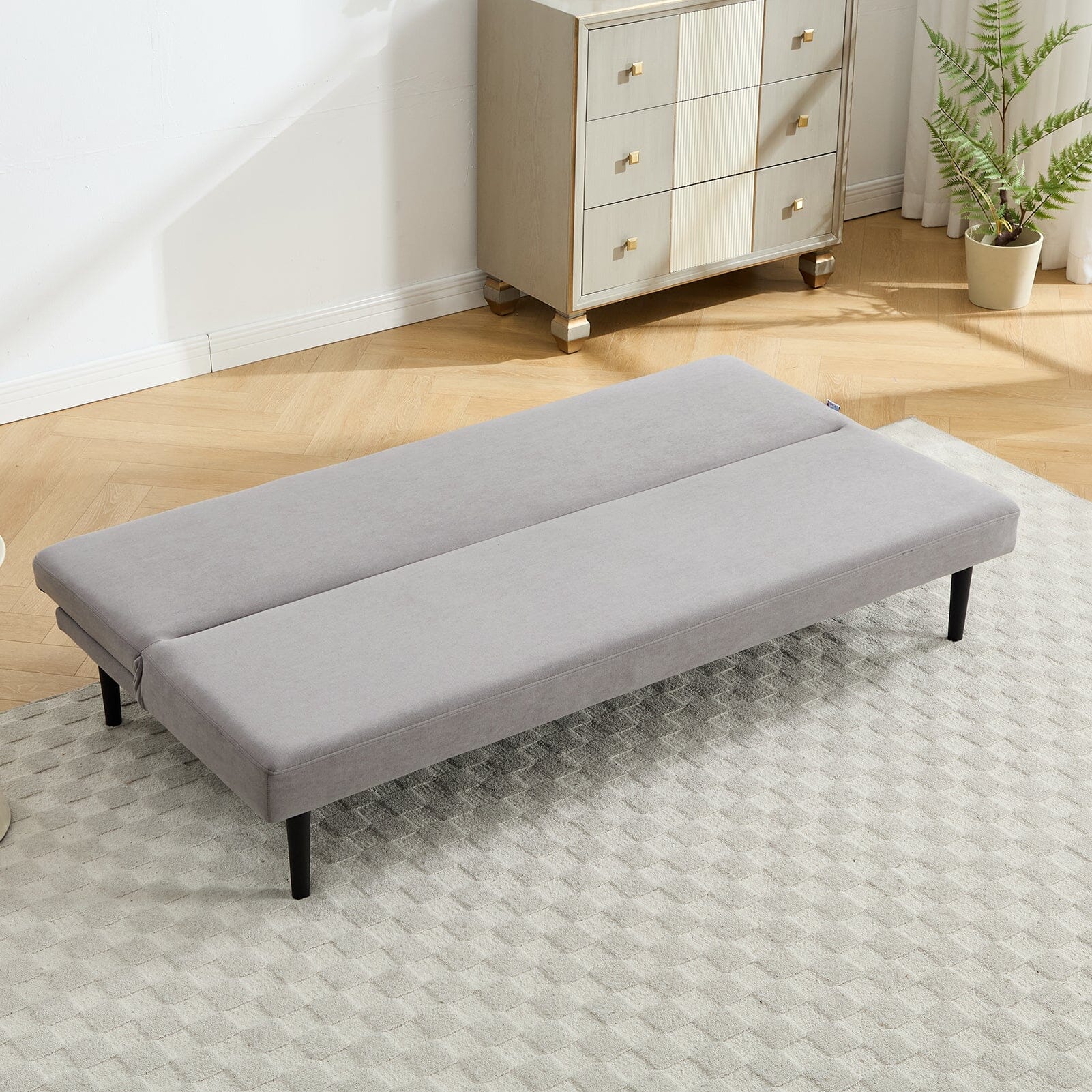 Convertible Sofa Bed with Dot Velvet Upholstery and Plastic Legs Living and Home 