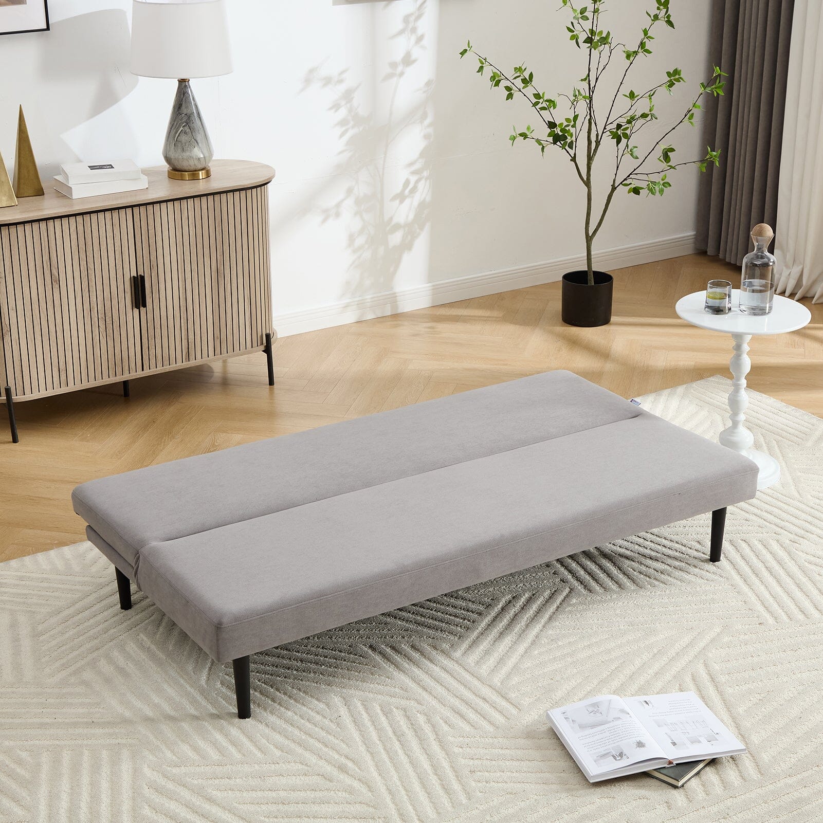 Convertible Sofa Bed with Dot Velvet Upholstery and Plastic Legs Living and Home 