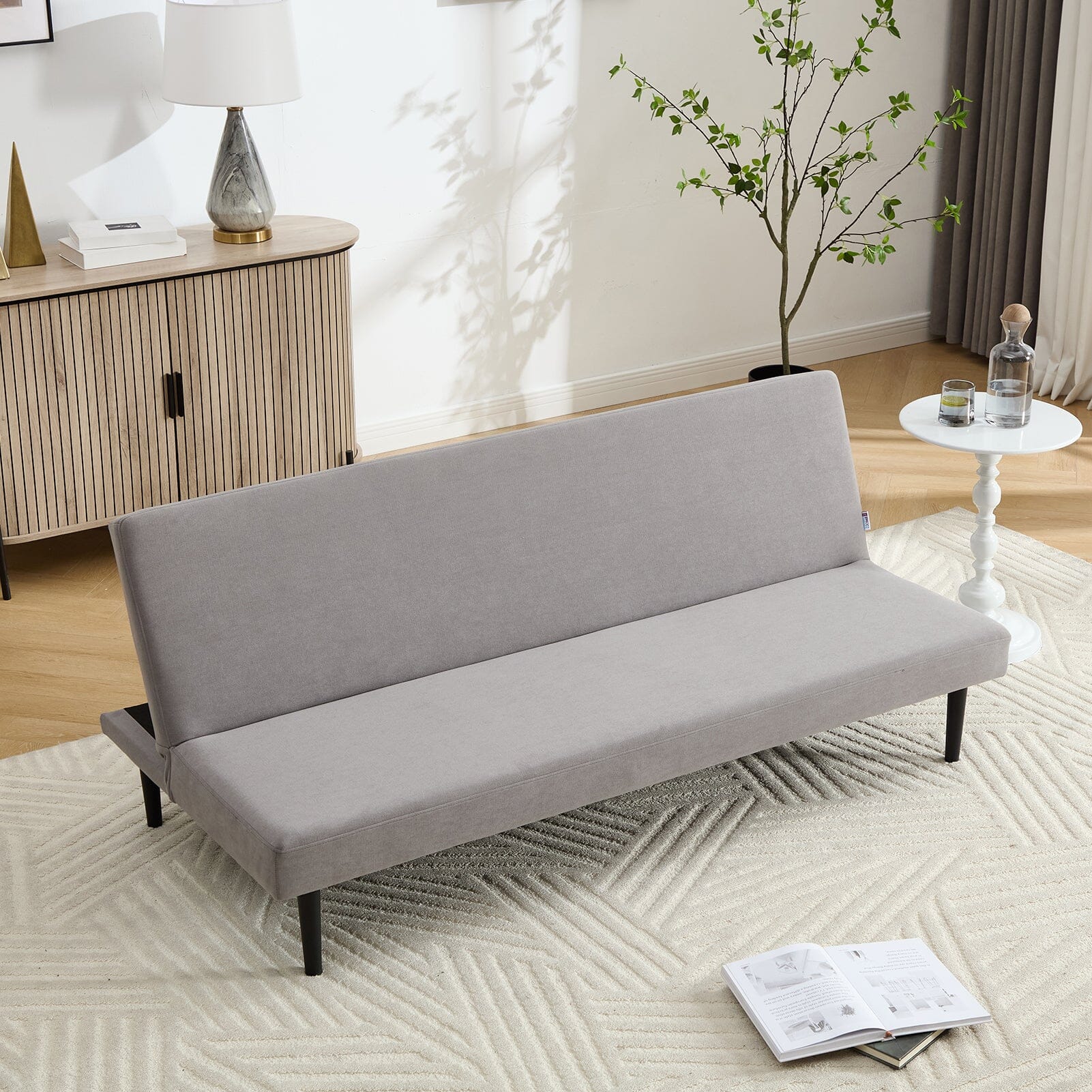 Convertible Sofa Bed with Dot Velvet Upholstery and Plastic Legs Living and Home 