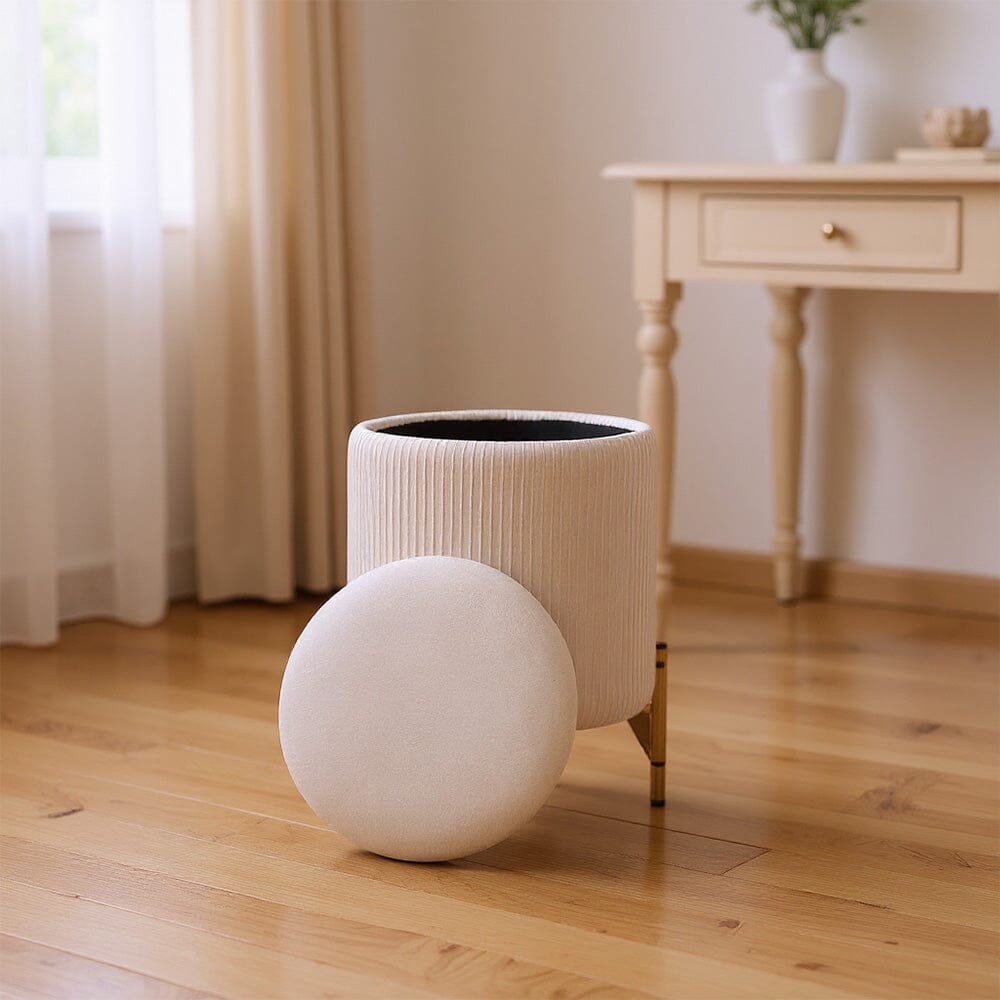 Velvet Storage Ottoman with Removable Tray Lid and Gold Metal Legs Living and Home 