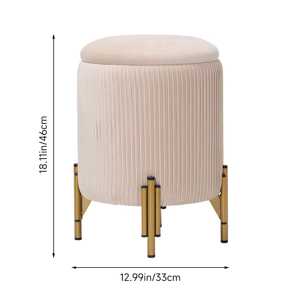 Velvet Storage Ottoman with Removable Tray Lid and Gold Metal Legs Living and Home 