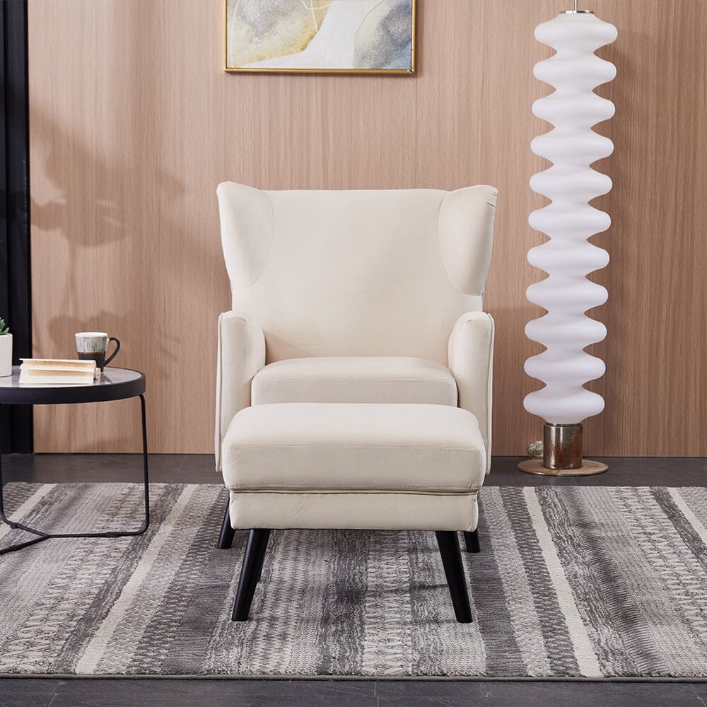 Chenille & Velvet Accent Chair with Ottoman Set Living and Home 