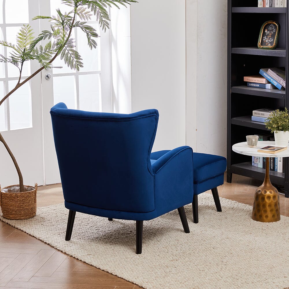 Chenille & Velvet Accent Chair with Ottoman Set Living and Home 
