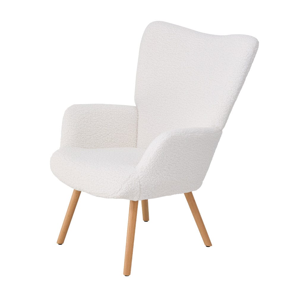 White Lamb Wool Accent Chair Series Living and Home Without Footstool 