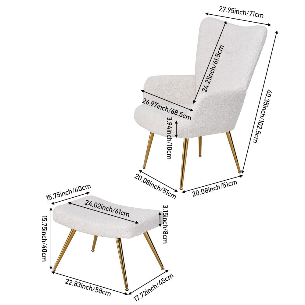 White Lamb Wool Accent Chair Series Living and Home 