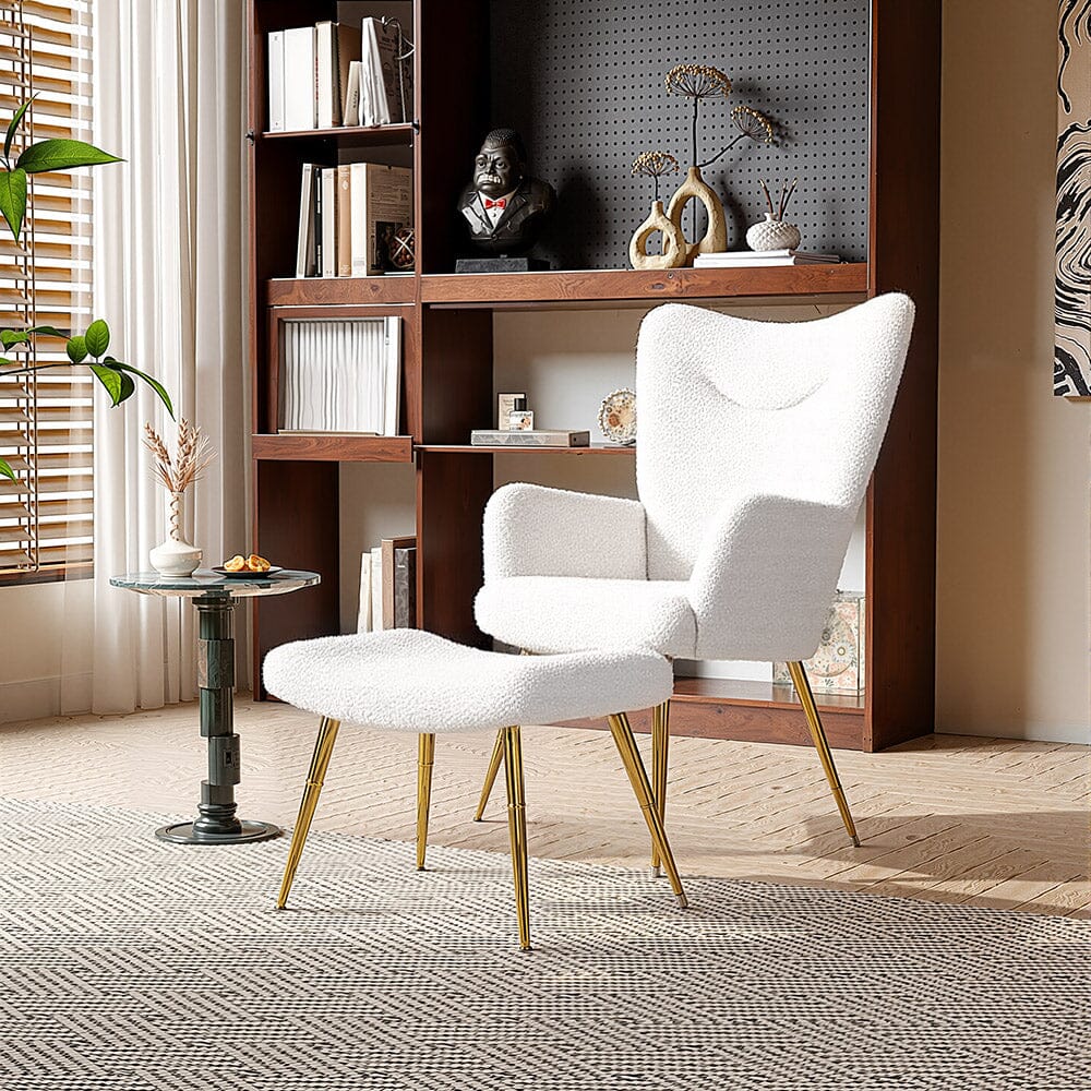 White Lamb Wool Accent Chair Series Living and Home 