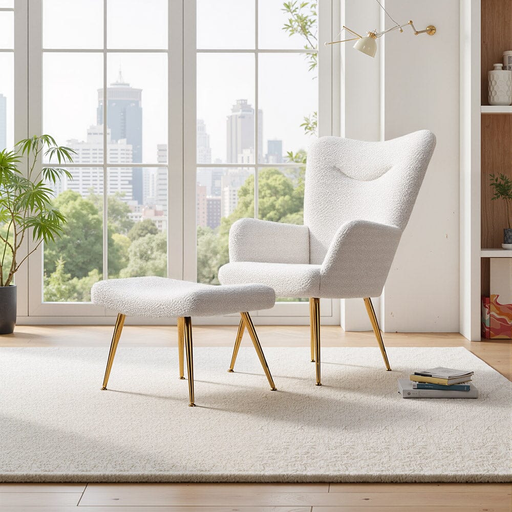 White Lamb Wool Accent Chair Series Living and Home 