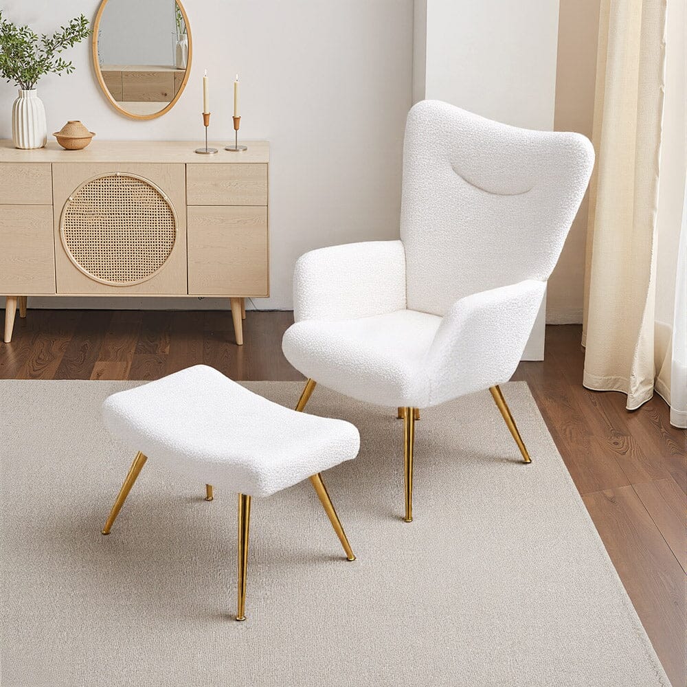 White Lamb Wool Accent Chair Series Living and Home 