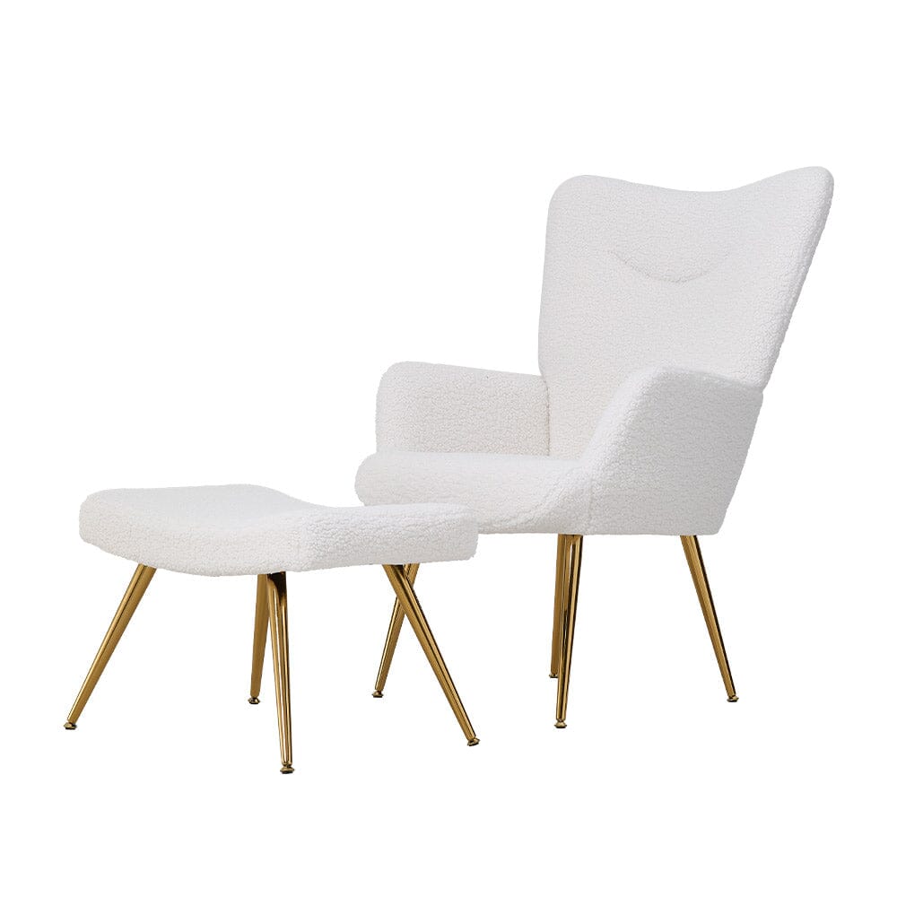 White Lamb Wool Accent Chair Series Living and Home 