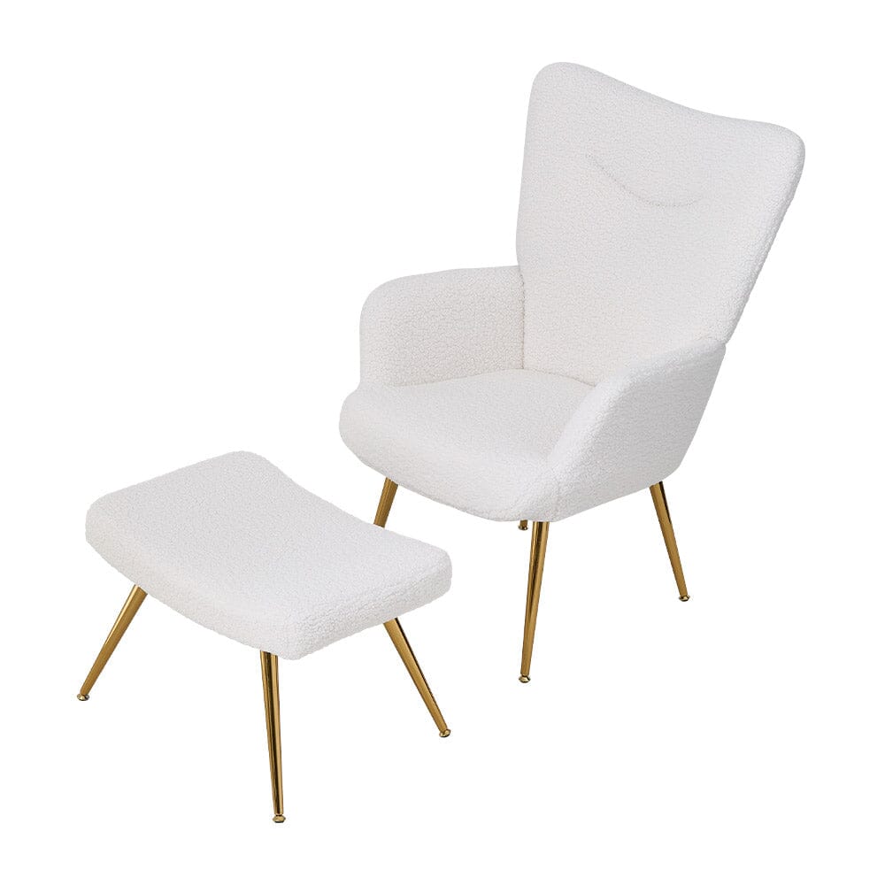 White Lamb Wool Accent Chair Series Living and Home 