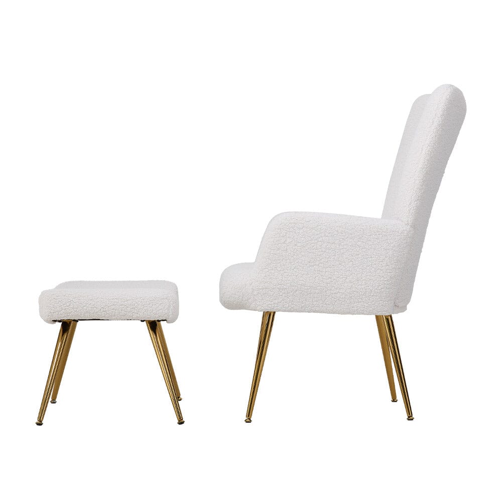 White Lamb Wool Accent Chair Series Living and Home 