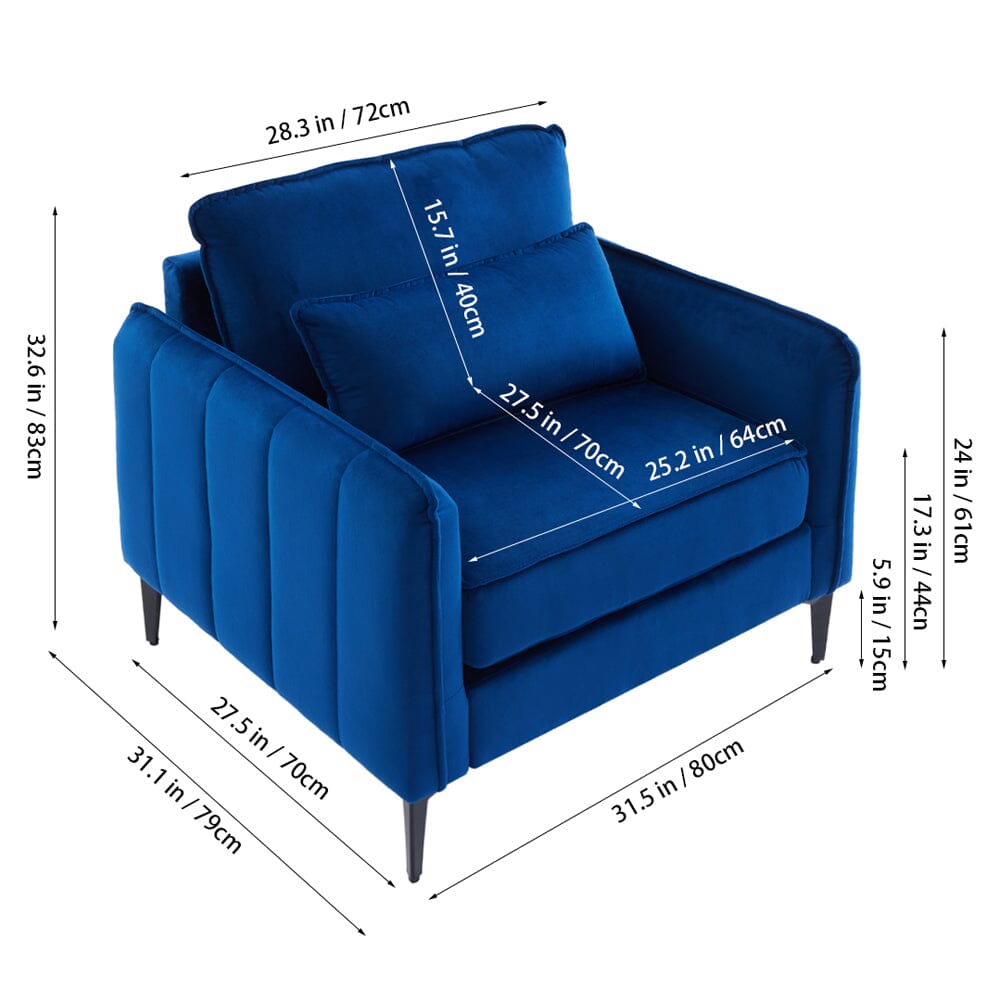 Upholstered Accent Chair (Model 02) With Detachable Pillow & Lumbar Support Living and Home 
