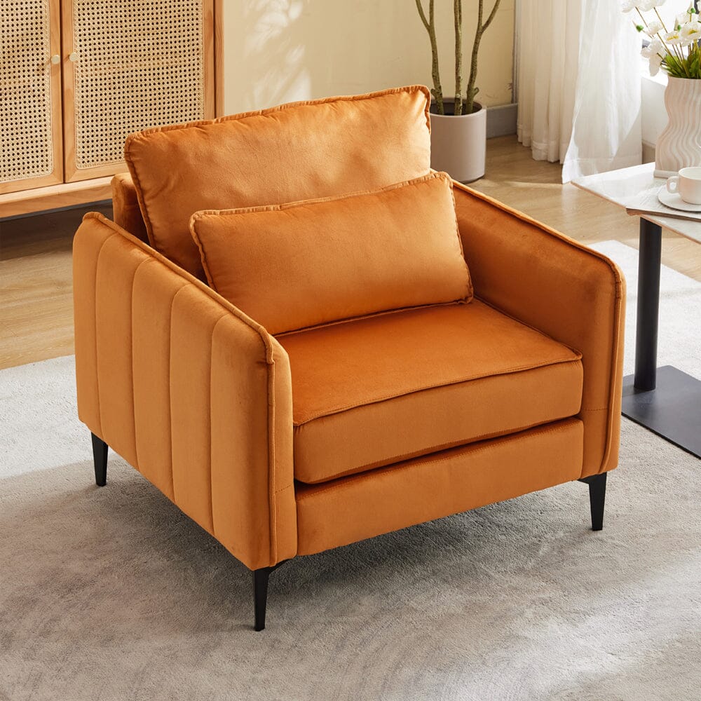 Upholstered Accent Chair (Model 02) With Detachable Pillow & Lumbar Support Living and Home Orange Velvet 