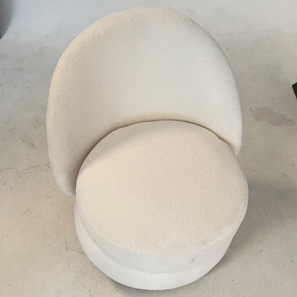 White Teddy Fleece Swivel Accent Chair Living and Home 