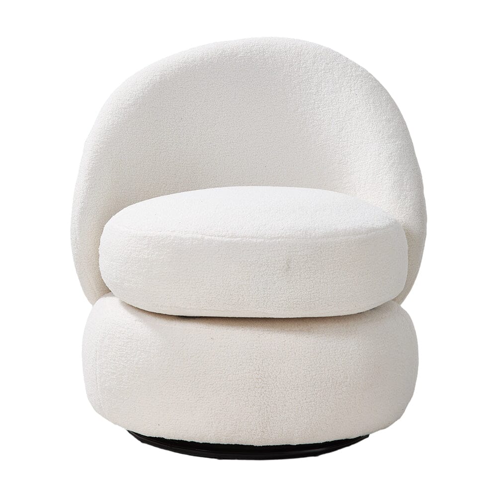 White Teddy Fleece Swivel Accent Chair Living and Home 