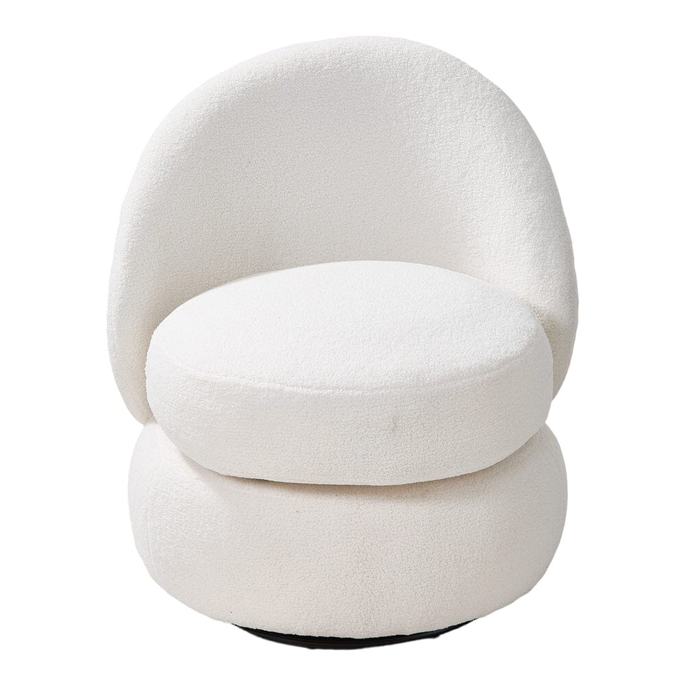 White Teddy Fleece Swivel Accent Chair Living and Home 